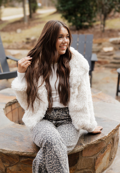 Cozy Crop Waist Faux Fur Coat